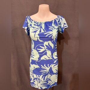 Blue & Aqua Flutter Sleeve Off-Shoulder Mini Sundress